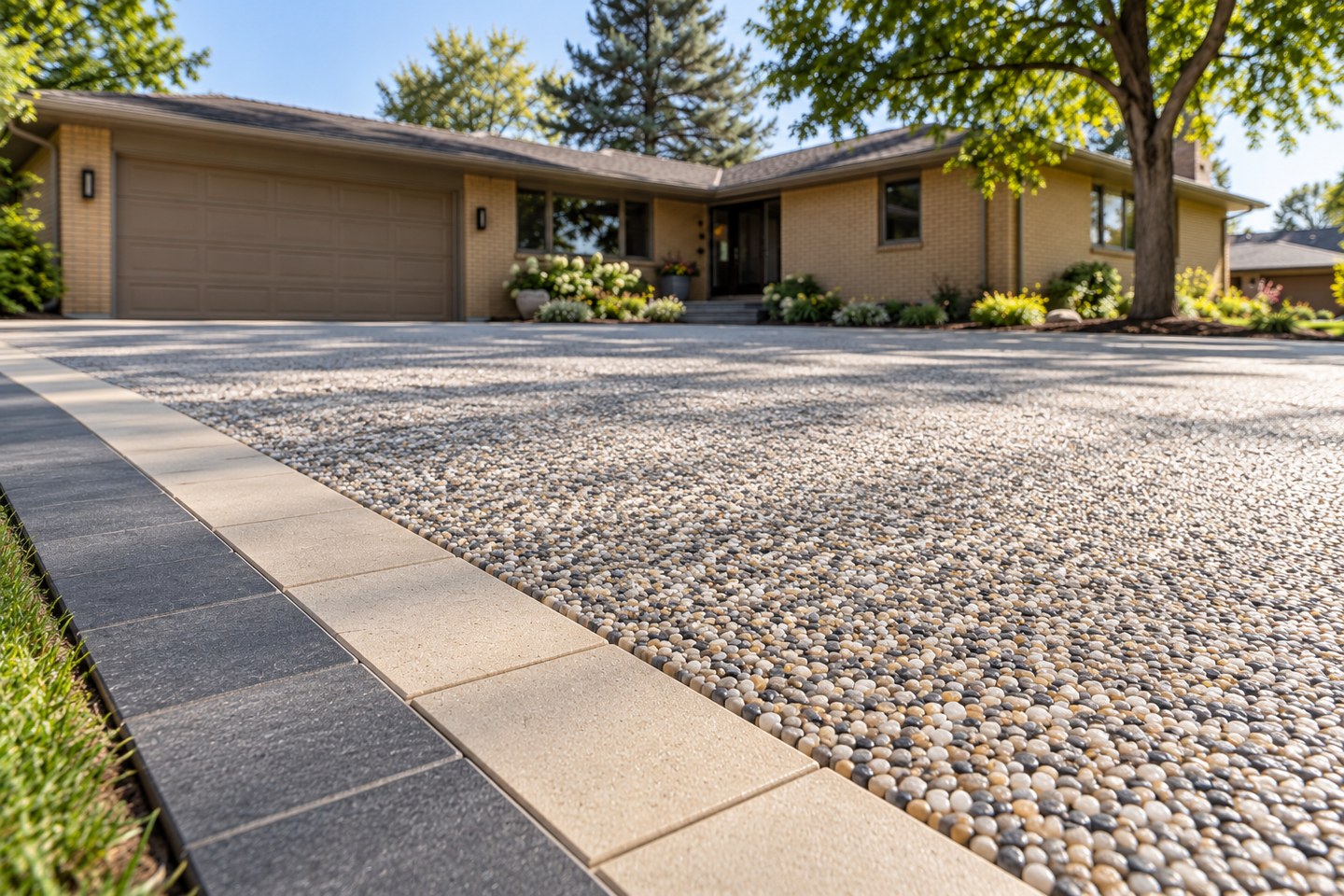 Colorado design visualization: Erie geometric paver border, detail view