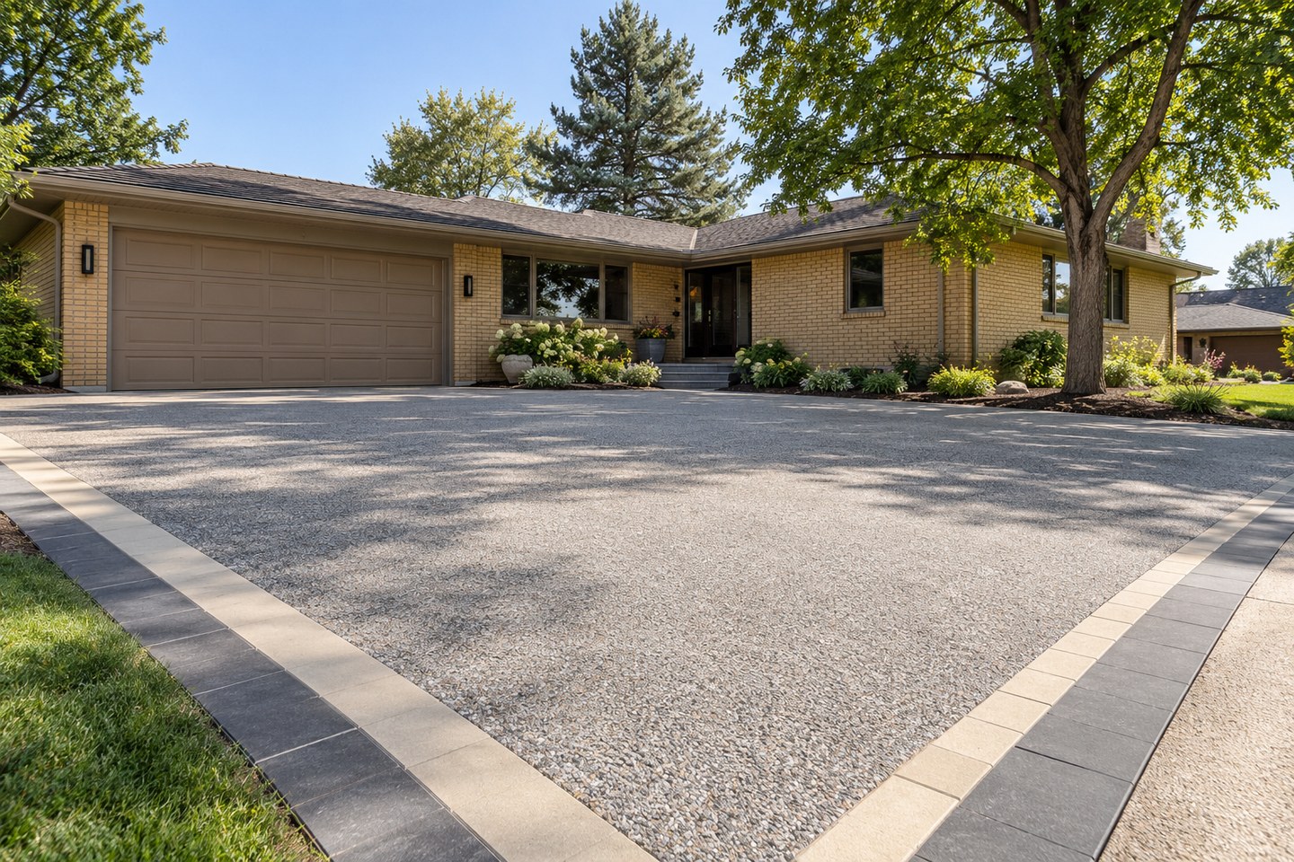 Colorado design visualization: Erie geometric paver border, wide view