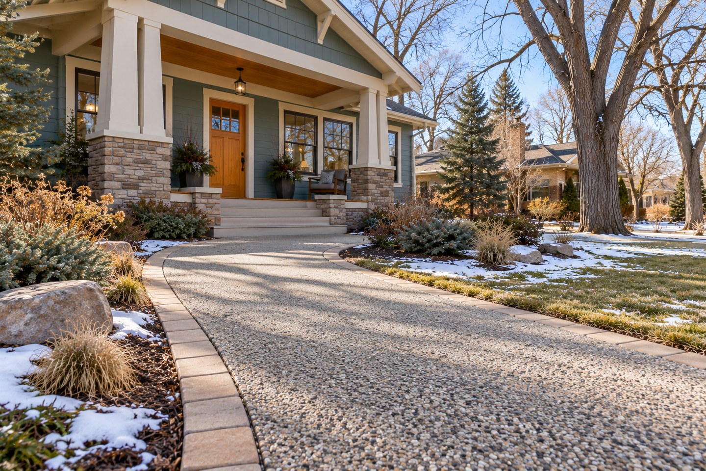 Colorado design visualization: Golden entry walkway, reverse view