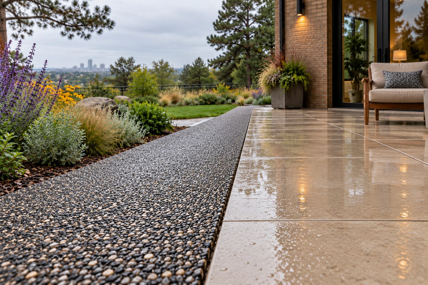 Colorado design visualization: Hilltop flush drainage detail, detail view